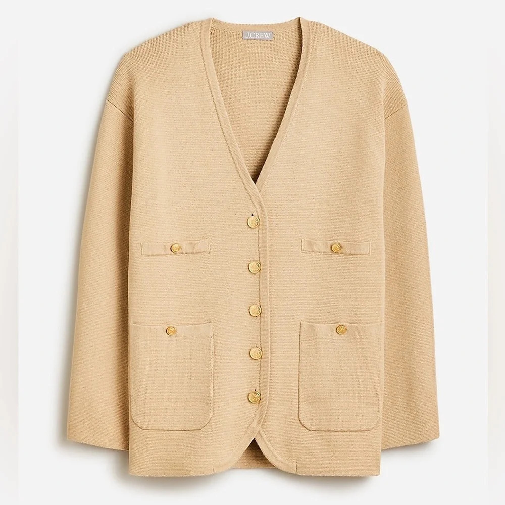 J. Crew Spring 2024 Long V-neck sweater blazer BX466